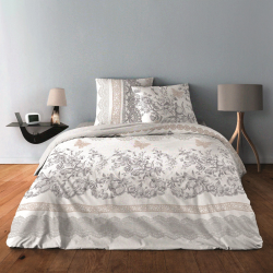Housse de couette collection "LUXE" Chabby chic gris 220 x 240 cm